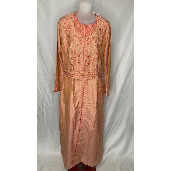 Nwot Kashkha Versatile style two-piece jalabiya Indian wedding outfit orange - Picture 2 of 10